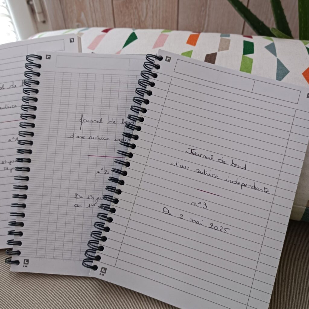 Mes journaux de bord d'autrice indépendante. Début du troisième carnet le jour de mon anniversaire, le 2 mai